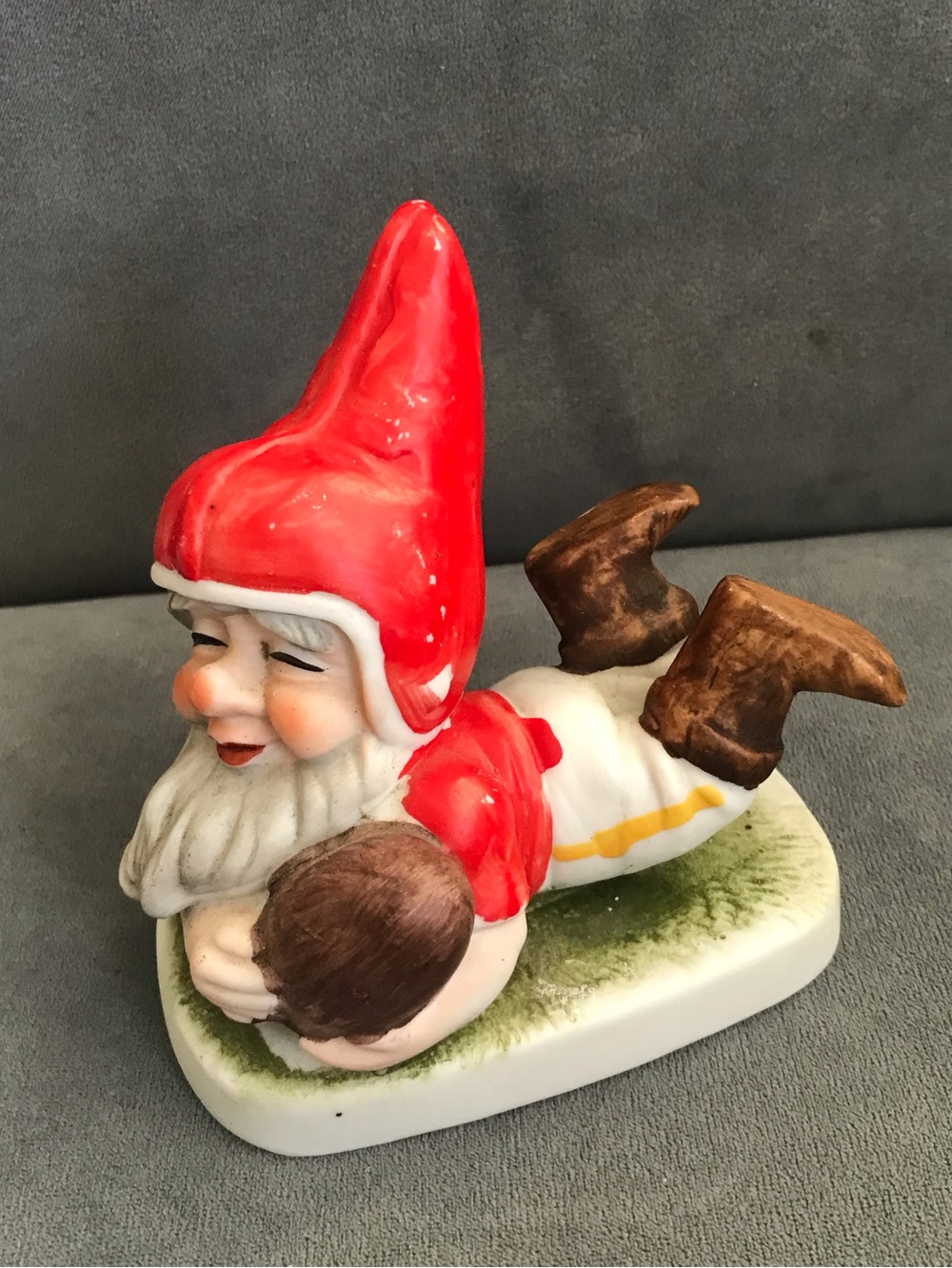 Vintage 1970s Goebel CoBoy Tommy Gnome Figurine Taiwan Porcelain Elf Red Hat EUC